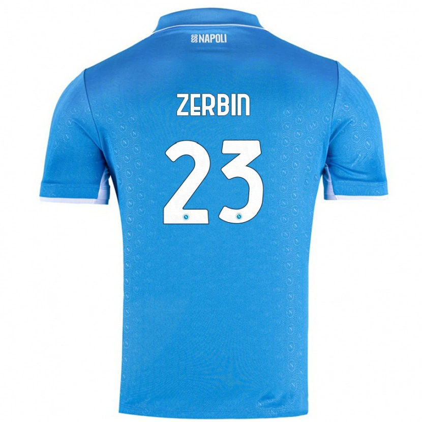 Danxen Enfant Maillot Alessio Zerbin #23 Bleu Ciel Tenues Domicile 2024/25 T-Shirt