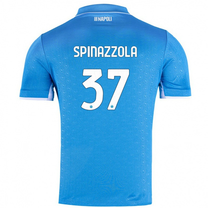 Danxen Enfant Maillot Leonardo Spinazzola #37 Bleu Ciel Tenues Domicile 2024/25 T-Shirt