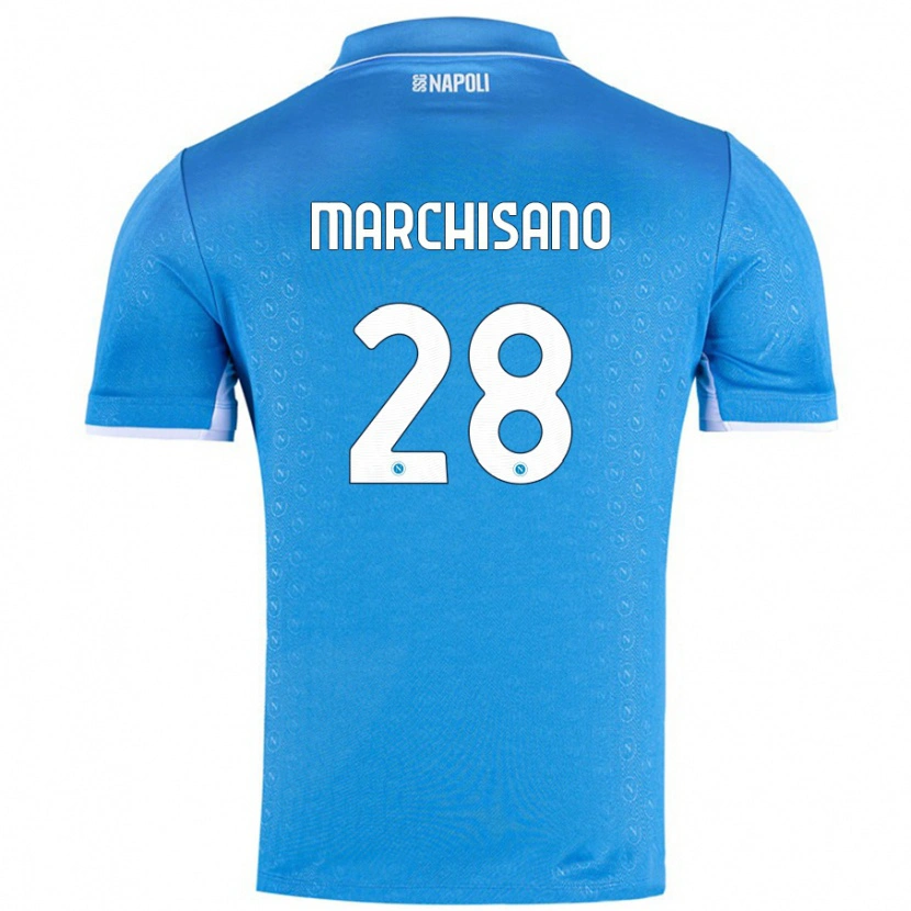 Danxen Enfant Maillot Matteo Marchisano #28 Bleu Ciel Tenues Domicile 2024/25 T-Shirt