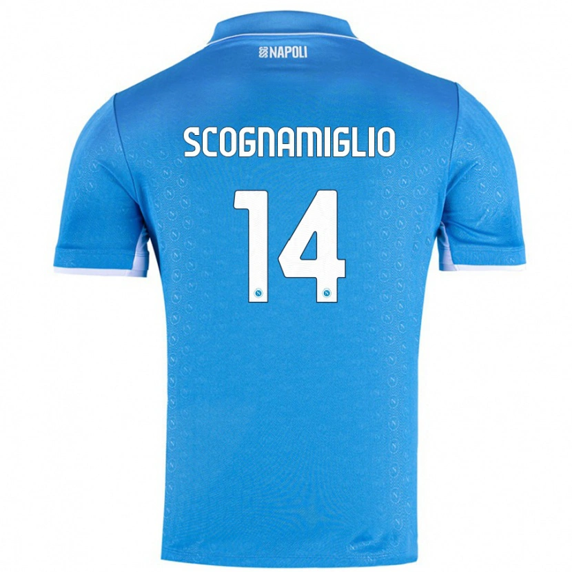 Danxen Enfant Maillot Fabio Scognamiglio #14 Bleu Ciel Tenues Domicile 2024/25 T-Shirt