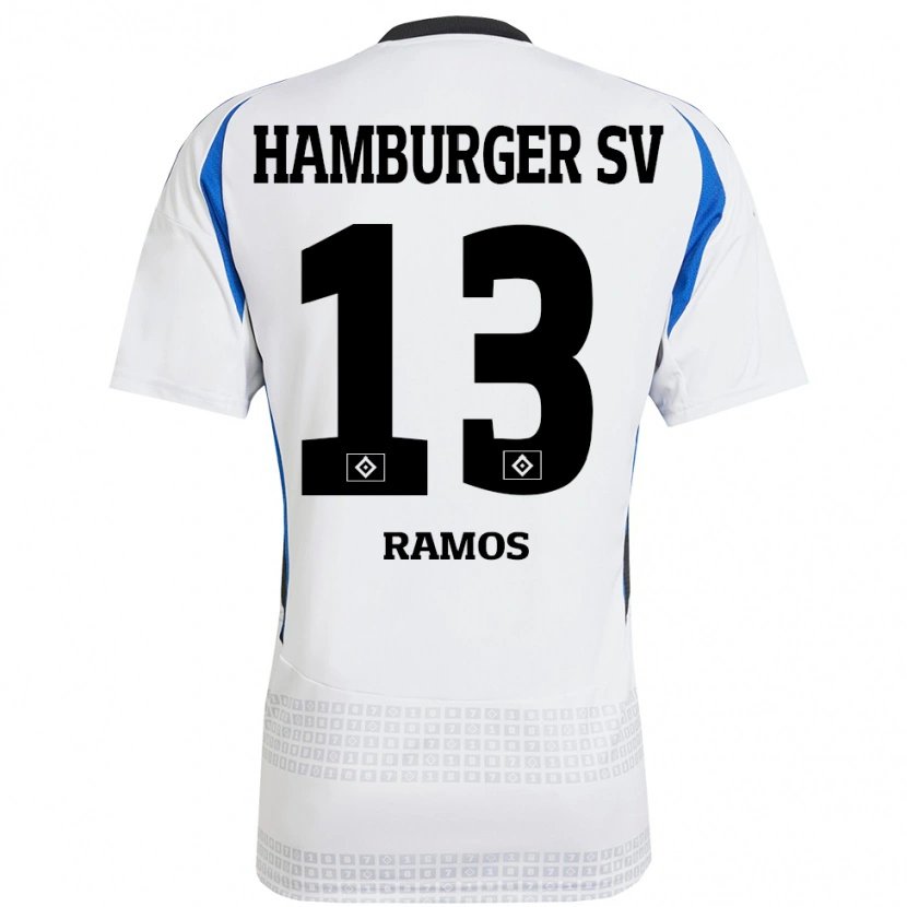 Danxen Enfant Maillot Guilherme Ramos #13 Blanc Bleu Tenues Domicile 2024/25 T-Shirt