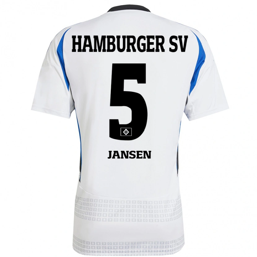 Danxen Enfant Maillot Marcell Jansen #5 Blanc Bleu Tenues Domicile 2024/25 T-Shirt