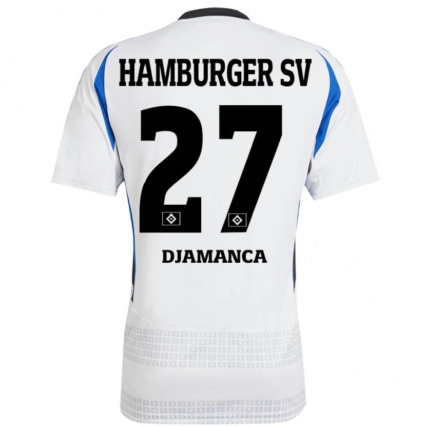 Danxen Enfant Maillot Ismaila Djamanca #27 Blanc Bleu Tenues Domicile 2024/25 T-Shirt