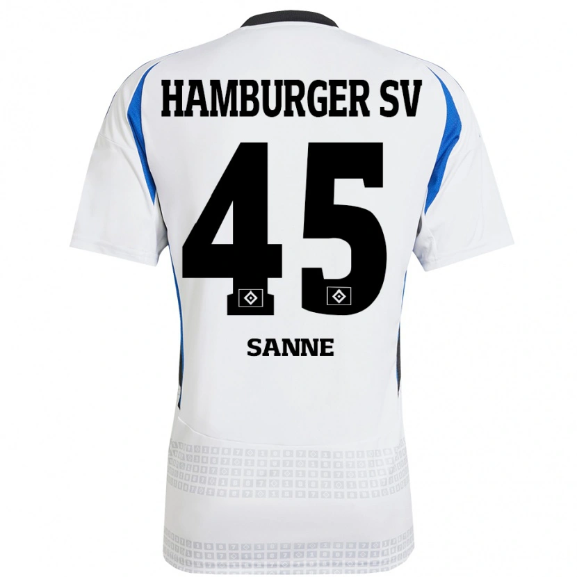 Danxen Enfant Maillot Tom Sanne #45 Blanc Bleu Tenues Domicile 2024/25 T-Shirt