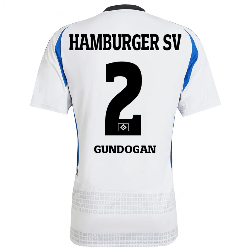 Danxen Enfant Maillot Haci Gündogan #2 Blanc Bleu Tenues Domicile 2024/25 T-Shirt