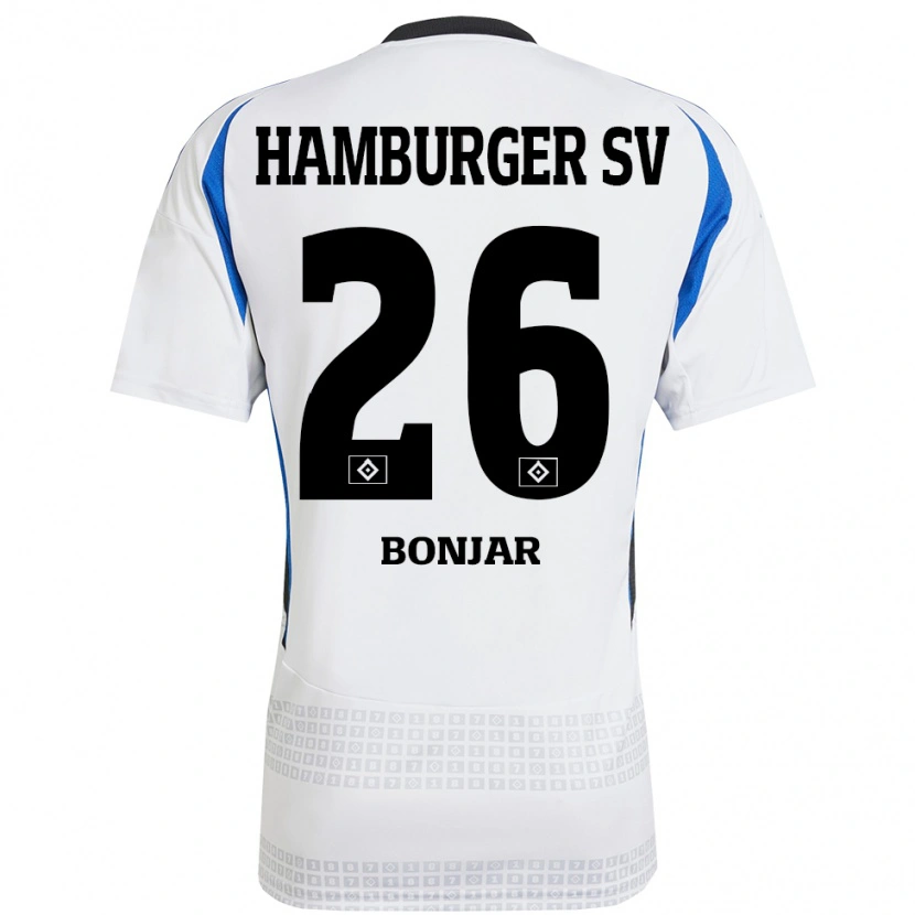 Danxen Enfant Maillot Amir Bonjar #26 Blanc Bleu Tenues Domicile 2024/25 T-Shirt