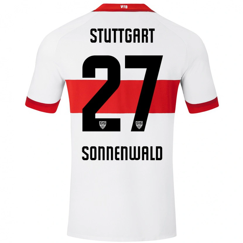 Danxen Enfant Maillot Lukas Sonnenwald #27 Blanc Rouge Tenues Domicile 2024/25 T-Shirt