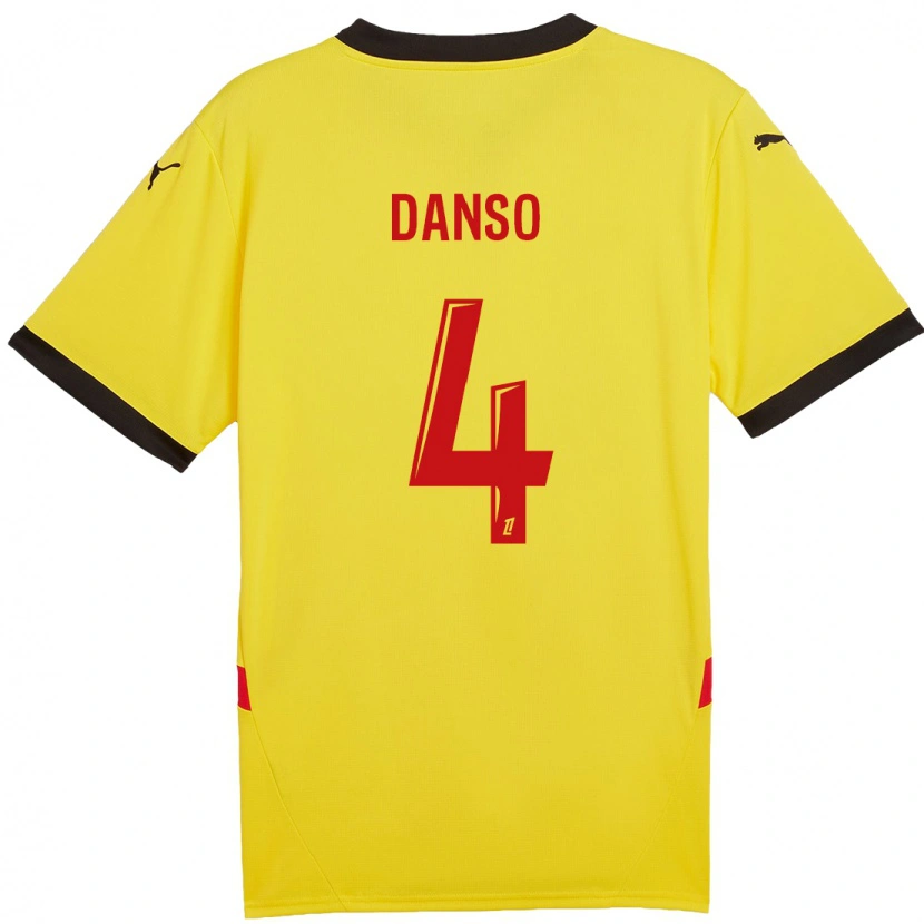 Danxen Enfant Maillot Kevin Danso #4 Jaune Rouge Tenues Domicile 2024/25 T-Shirt