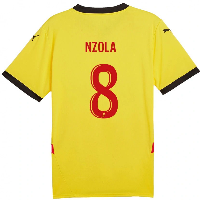 Danxen Enfant Maillot M'bala Nzola #8 Jaune Rouge Tenues Domicile 2024/25 T-Shirt