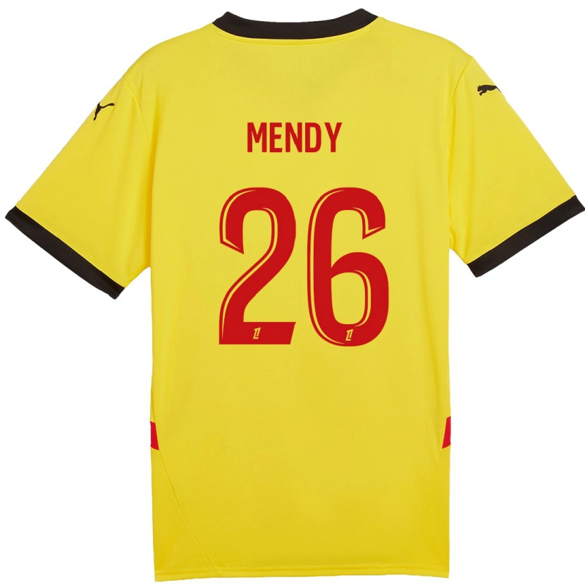 Danxen Enfant Maillot Nampalys Mendy #26 Jaune Rouge Tenues Domicile 2024/25 T-Shirt