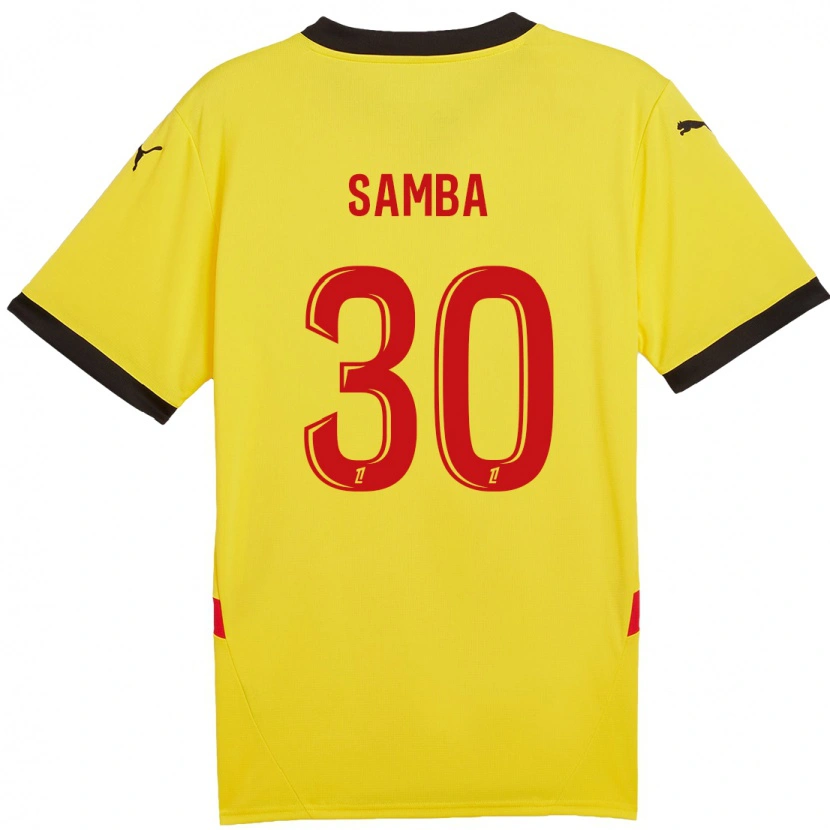 Danxen Enfant Maillot Brice Samba #30 Jaune Rouge Tenues Domicile 2024/25 T-Shirt