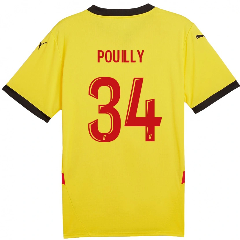 Danxen Enfant Maillot Tom Pouilly #34 Jaune Rouge Tenues Domicile 2024/25 T-Shirt