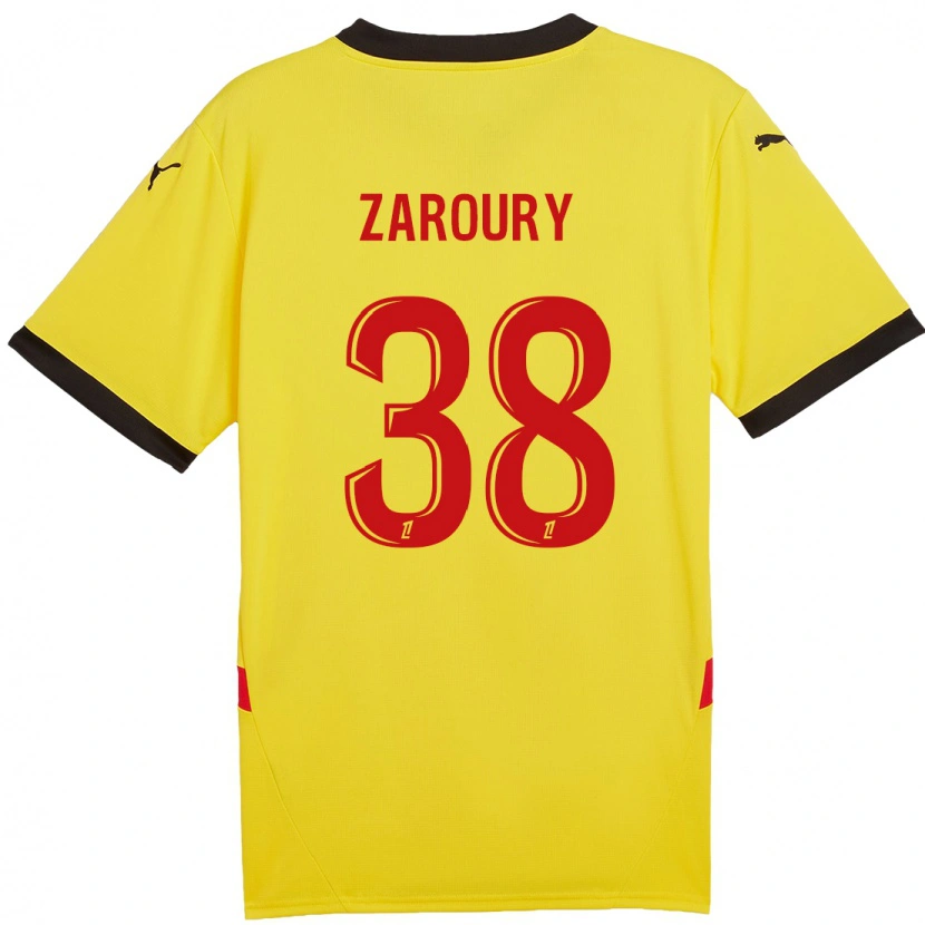 Danxen Enfant Maillot Anass Zaroury #38 Jaune Rouge Tenues Domicile 2024/25 T-Shirt