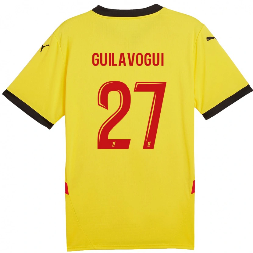 Danxen Enfant Maillot Morgan Guilavogui #27 Jaune Rouge Tenues Domicile 2024/25 T-Shirt