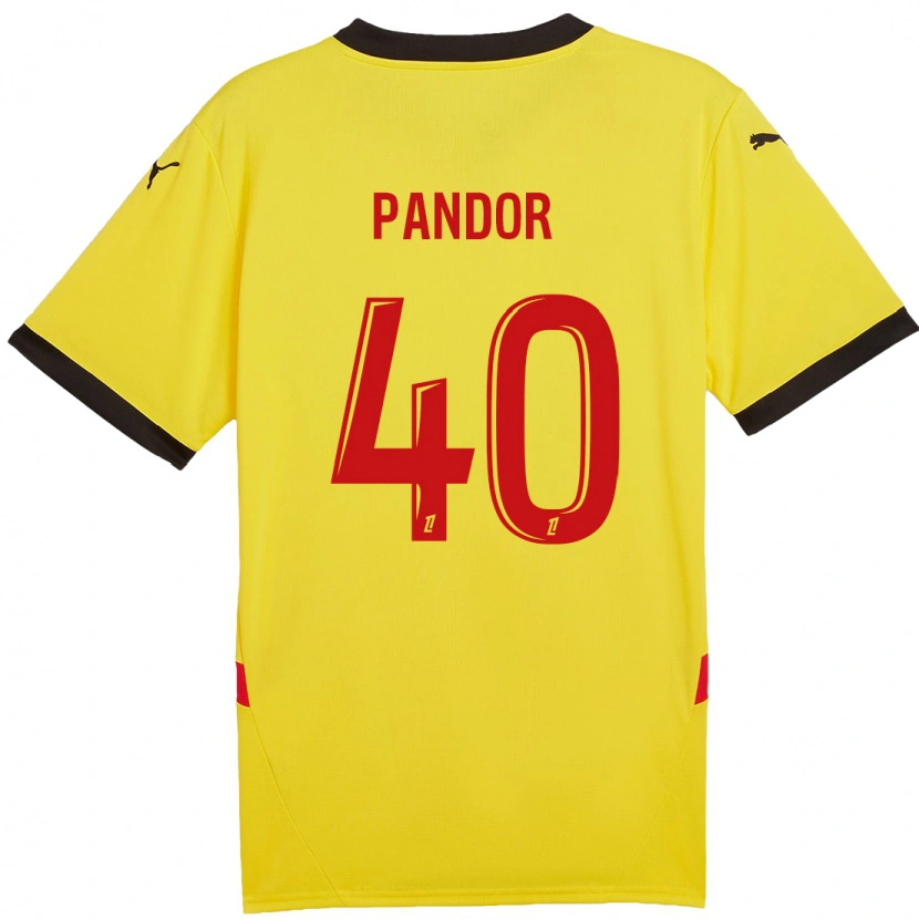 Danxen Enfant Maillot Yannick Pandor #40 Jaune Rouge Tenues Domicile 2024/25 T-Shirt