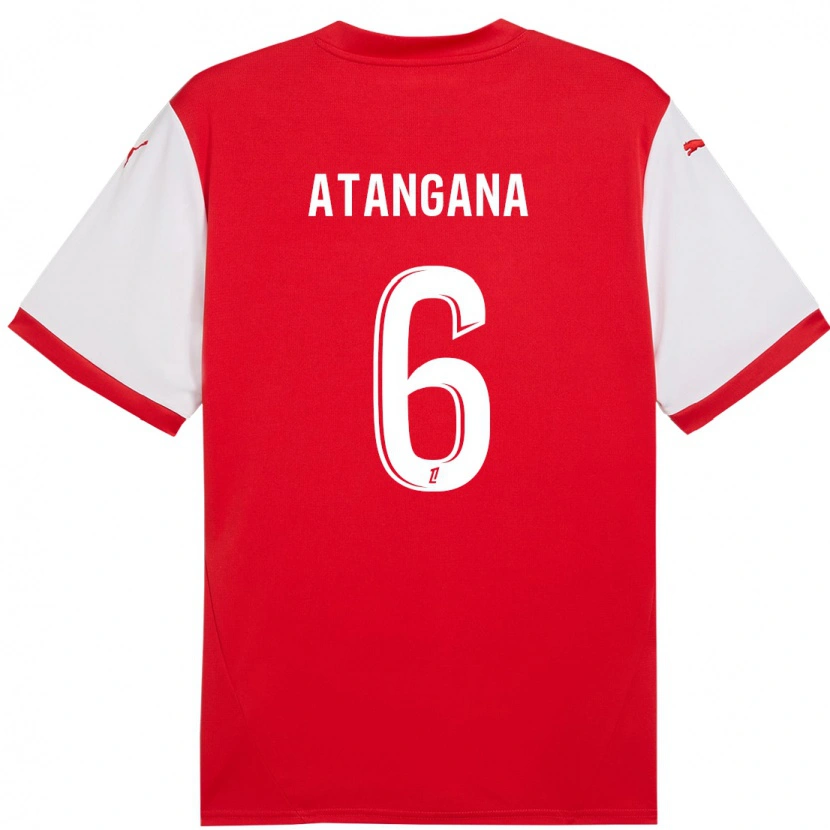 Danxen Enfant Maillot Valentin Atangana #6 Rouge Blanc Tenues Domicile 2024/25 T-Shirt