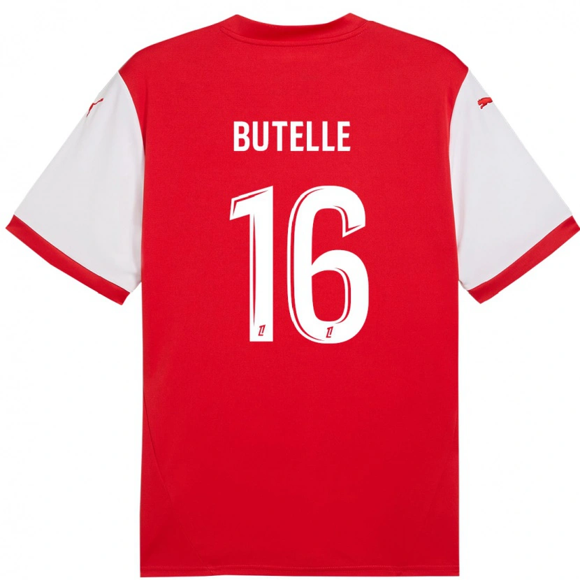 Danxen Enfant Maillot Ludovic Butelle #16 Rouge Blanc Tenues Domicile 2024/25 T-Shirt