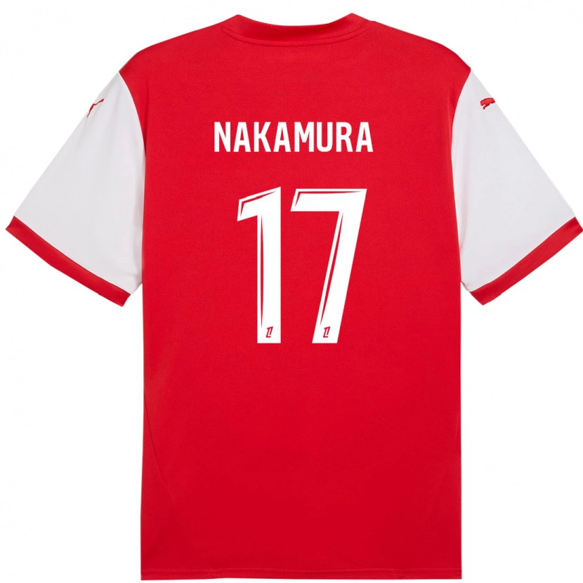 Danxen Enfant Maillot Keito Nakamura #17 Rouge Blanc Tenues Domicile 2024/25 T-Shirt