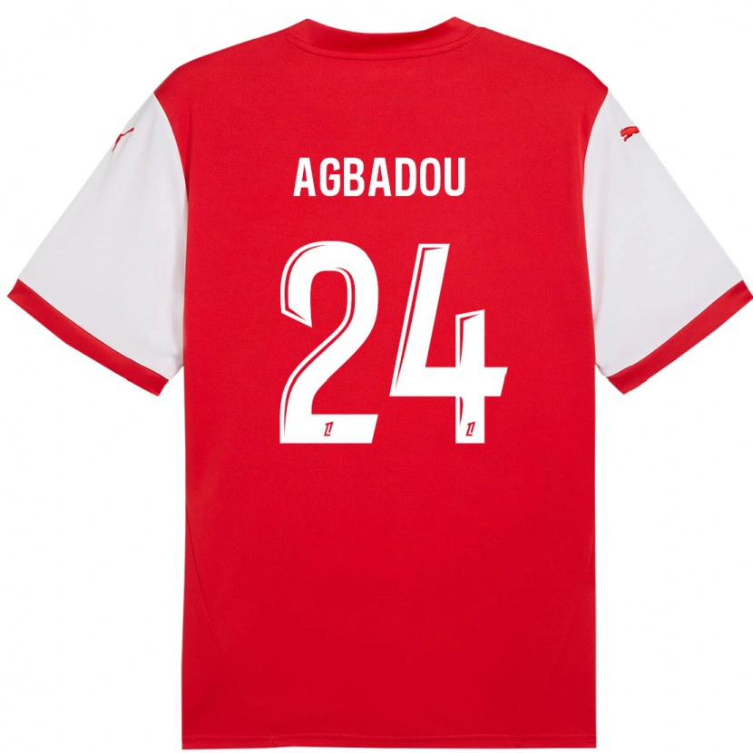 Danxen Enfant Maillot Emmanuel Agbadou #24 Rouge Blanc Tenues Domicile 2024/25 T-Shirt