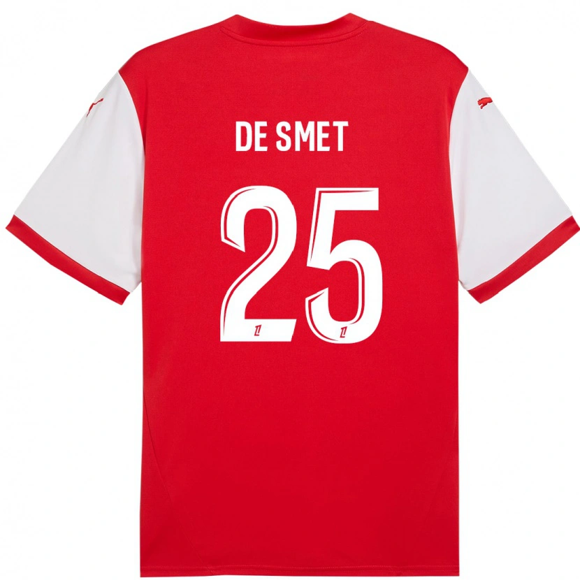 Danxen Enfant Maillot Thibault De Smet #25 Rouge Blanc Tenues Domicile 2024/25 T-Shirt