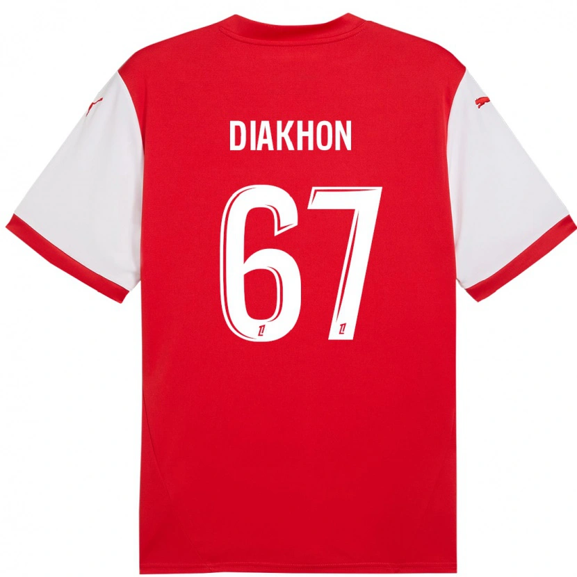 Danxen Enfant Maillot Mamadou Diakhon #67 Rouge Blanc Tenues Domicile 2024/25 T-Shirt