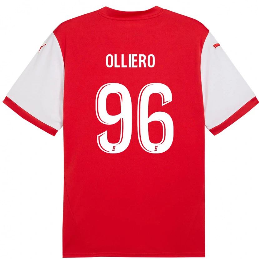 Danxen Enfant Maillot Alexandre Olliero #96 Rouge Blanc Tenues Domicile 2024/25 T-Shirt