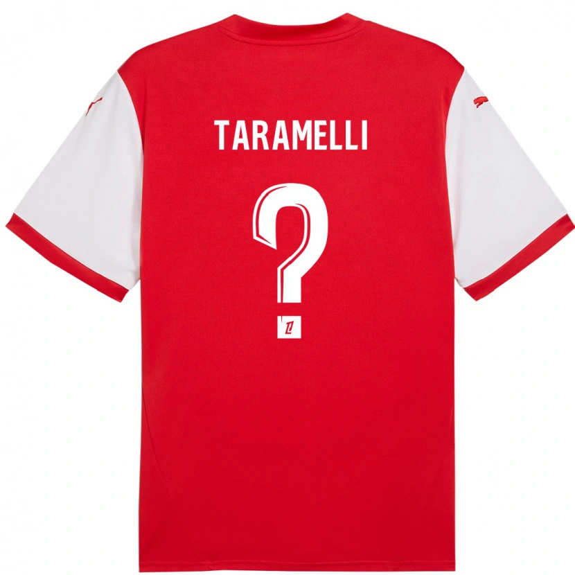 Danxen Enfant Maillot Valentin Taramelli #0 Rouge Blanc Tenues Domicile 2024/25 T-Shirt