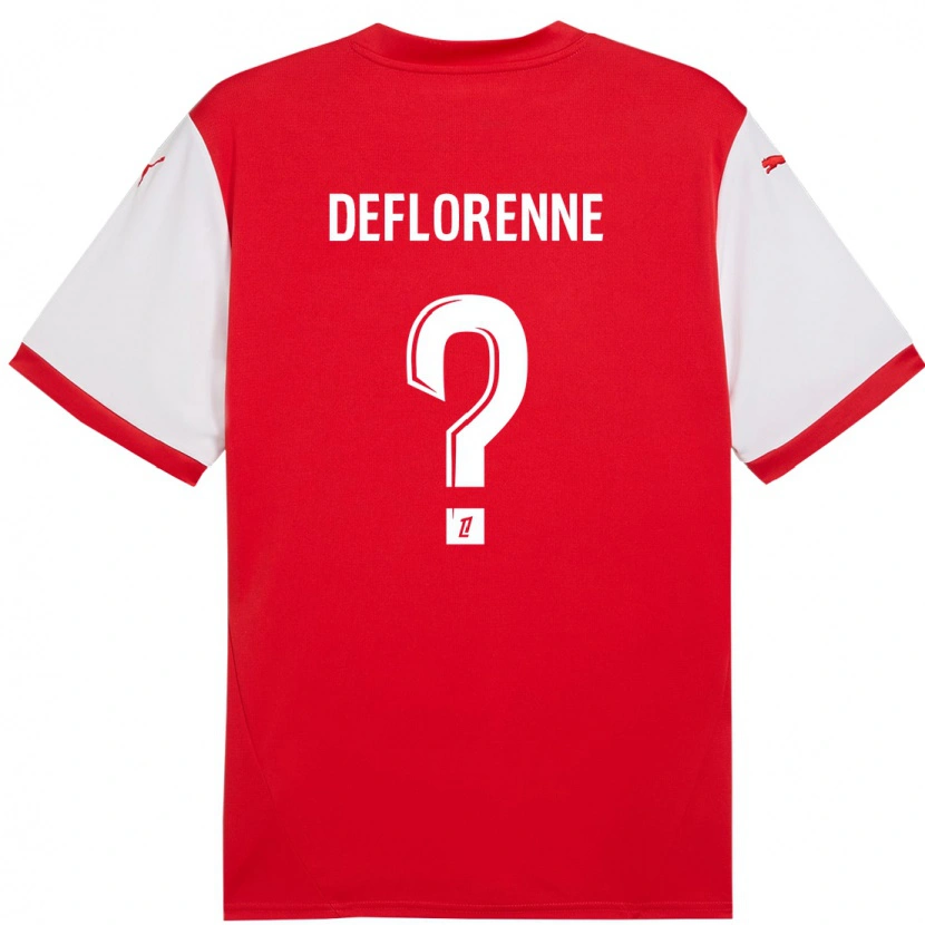 Danxen Enfant Maillot Théo Deflorenne #0 Rouge Blanc Tenues Domicile 2024/25 T-Shirt