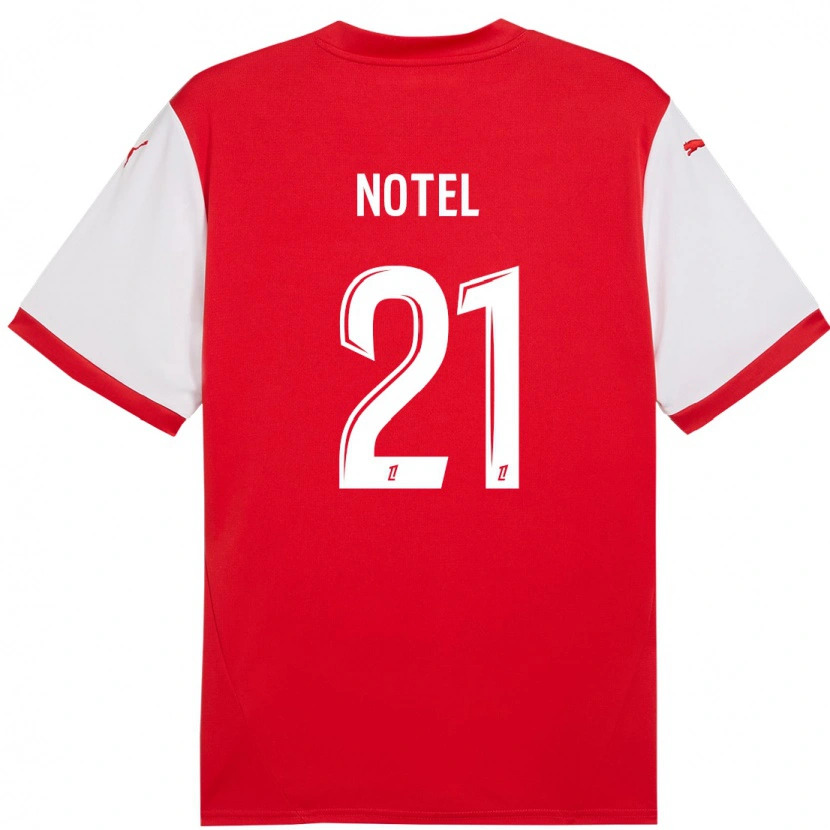 Danxen Enfant Maillot Léa Notel #21 Rouge Blanc Tenues Domicile 2024/25 T-Shirt