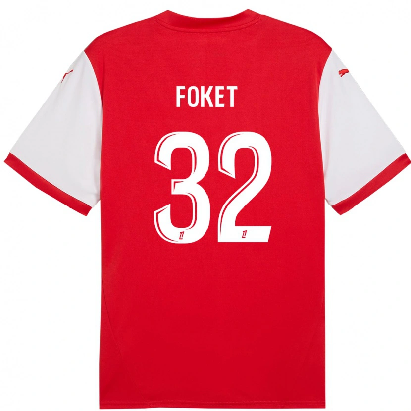 Danxen Enfant Maillot Thomas Foket #32 Rouge Blanc Tenues Domicile 2024/25 T-Shirt