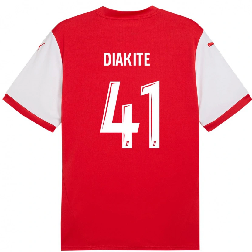 Danxen Enfant Maillot Ibrahim Diakité #41 Rouge Blanc Tenues Domicile 2024/25 T-Shirt