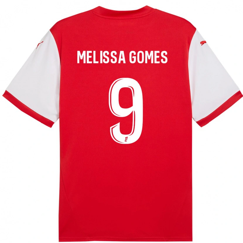 Danxen Enfant Maillot Melissa Ferreira Gomes #9 Rouge Blanc Tenues Domicile 2024/25 T-Shirt