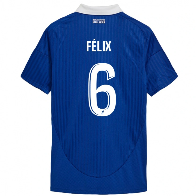 Danxen Enfant Maillot Félix Lemaréchal #6 Bleu Blanc Tenues Domicile 2024/25 T-Shirt