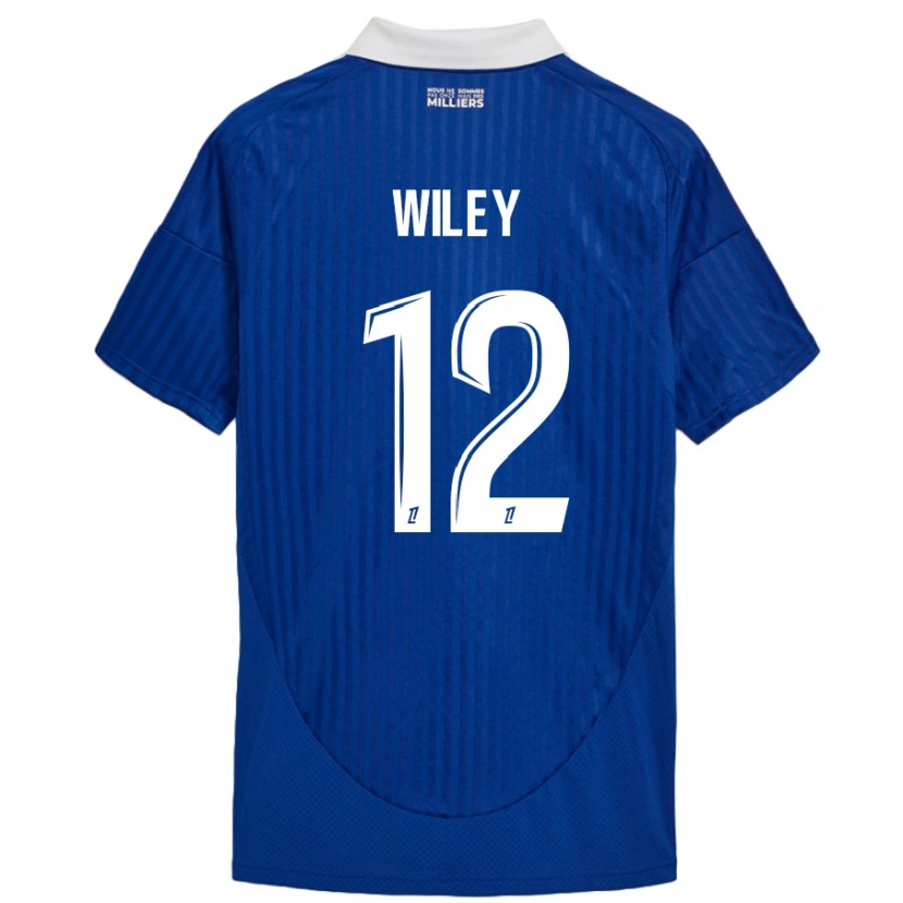 Danxen Enfant Maillot Caleb Wiley #12 Bleu Blanc Tenues Domicile 2024/25 T-Shirt