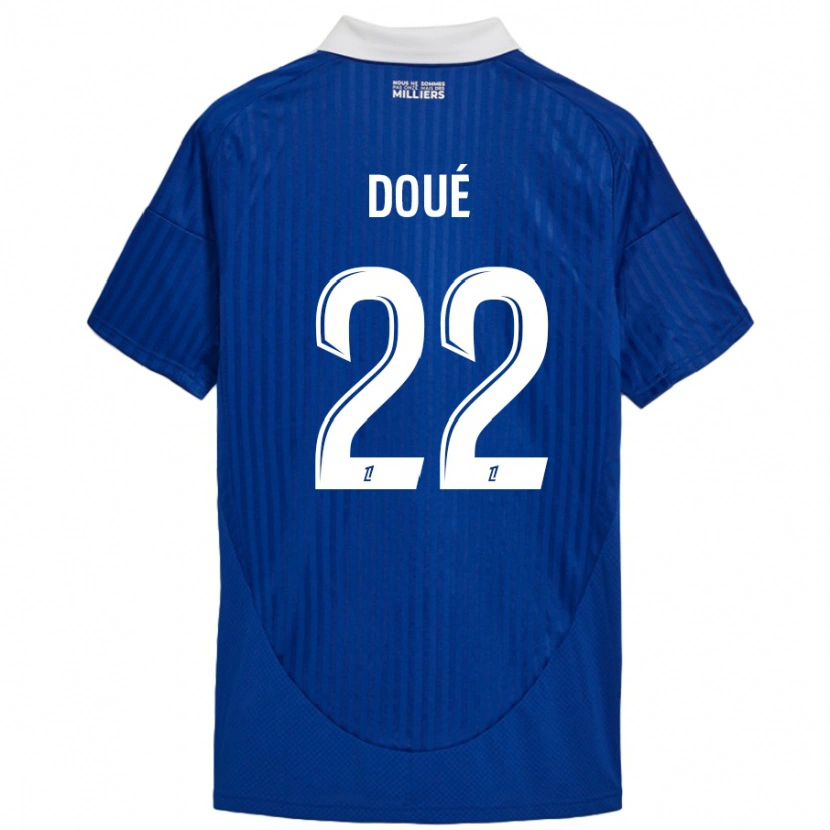 Danxen Enfant Maillot Guéla Doué #22 Bleu Blanc Tenues Domicile 2024/25 T-Shirt