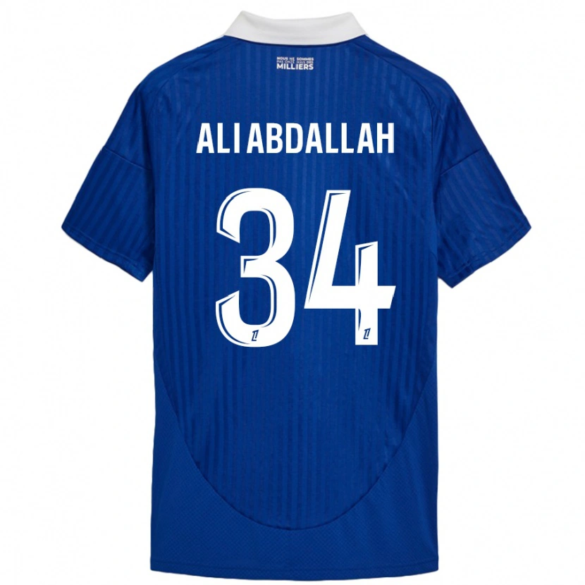 Danxen Enfant Maillot Aboubacar Ali Abdallah #34 Bleu Blanc Tenues Domicile 2024/25 T-Shirt