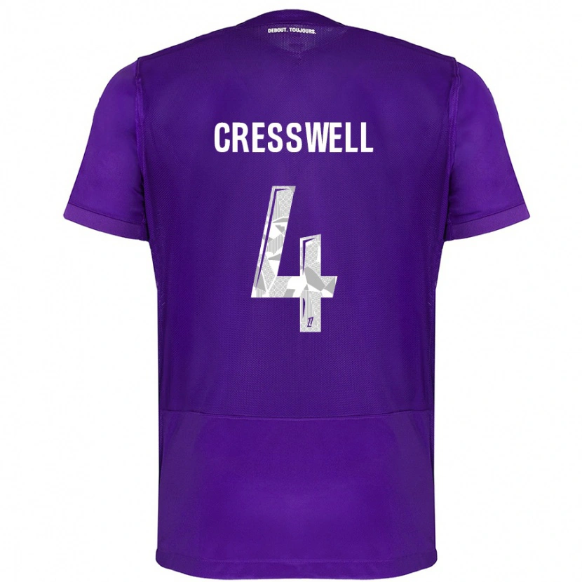 Danxen Enfant Maillot Charlie Cresswell #4 Violet Blanc Tenues Domicile 2024/25 T-Shirt