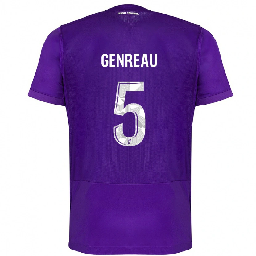 Danxen Enfant Maillot Denis Genreau #5 Violet Blanc Tenues Domicile 2024/25 T-Shirt