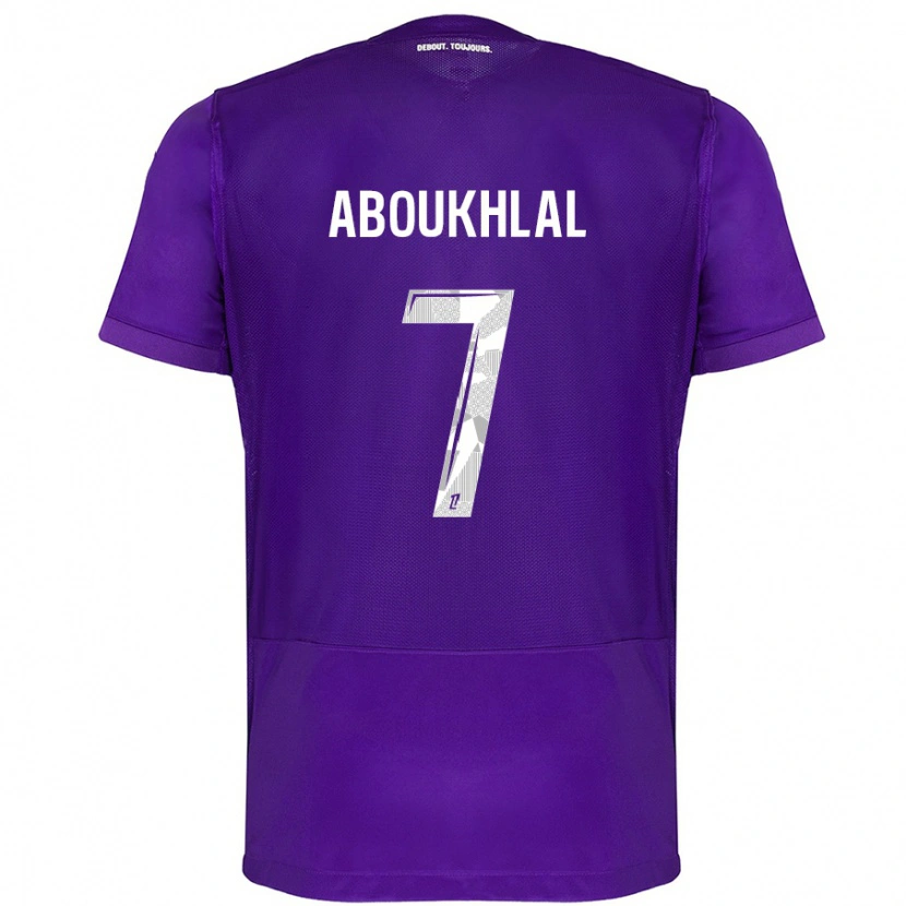 Danxen Enfant Maillot Zakaria Aboukhlal #7 Violet Blanc Tenues Domicile 2024/25 T-Shirt