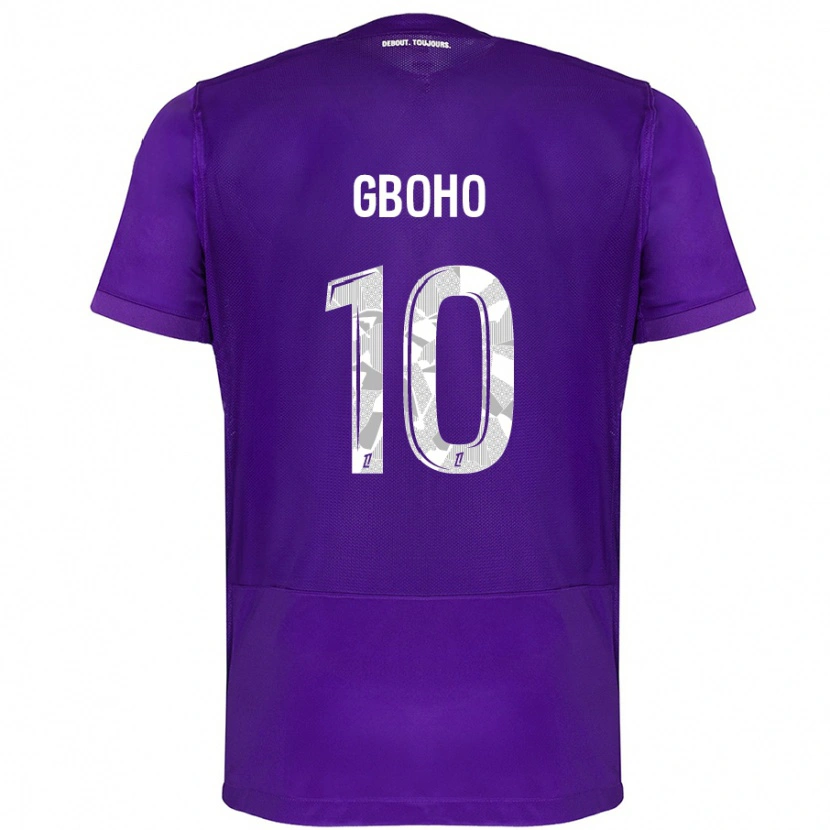 Danxen Enfant Maillot Yann Gboho #10 Violet Blanc Tenues Domicile 2024/25 T-Shirt