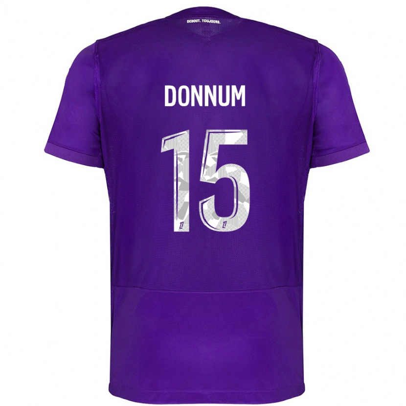 Danxen Enfant Maillot Aron Dønnum #15 Violet Blanc Tenues Domicile 2024/25 T-Shirt