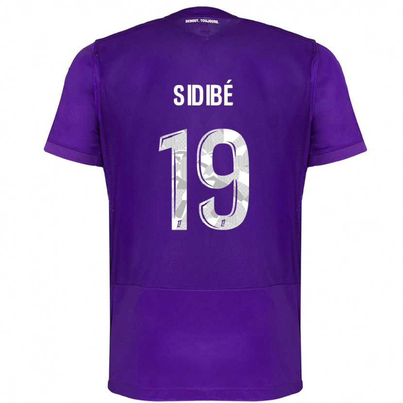 Danxen Enfant Maillot Djibril Sidibé #19 Violet Blanc Tenues Domicile 2024/25 T-Shirt