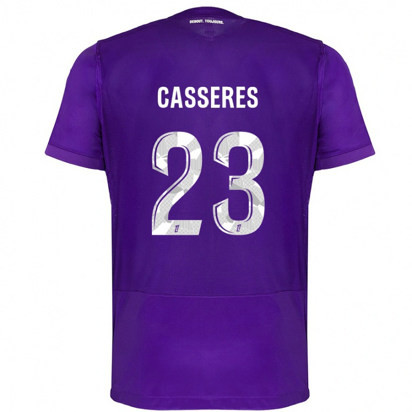 Danxen Enfant Maillot Cristian Cásseres Jr. #23 Violet Blanc Tenues Domicile 2024/25 T-Shirt