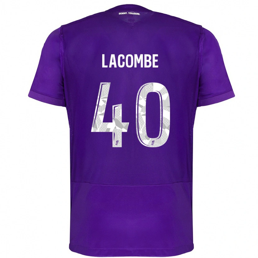 Danxen Enfant Maillot Justin Lacombe #40 Violet Blanc Tenues Domicile 2024/25 T-Shirt