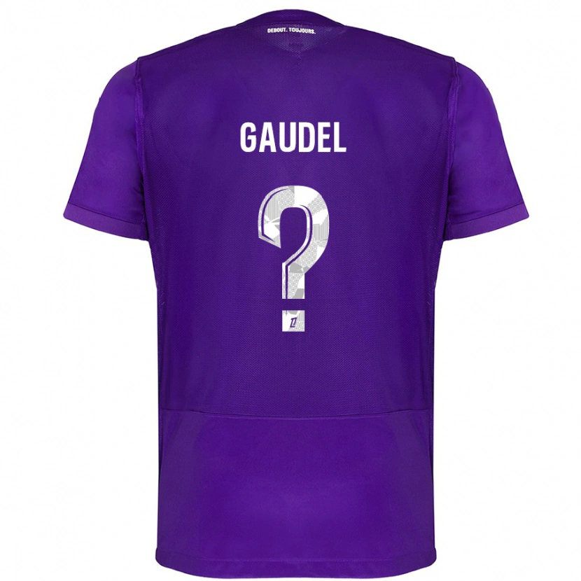 Danxen Enfant Maillot Raphaël Gaudel #0 Violet Blanc Tenues Domicile 2024/25 T-Shirt