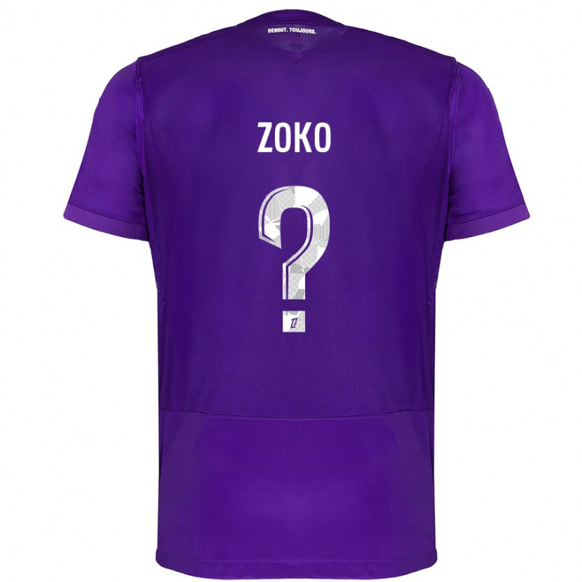 Danxen Enfant Maillot Nathan Zoko #0 Violet Blanc Tenues Domicile 2024/25 T-Shirt