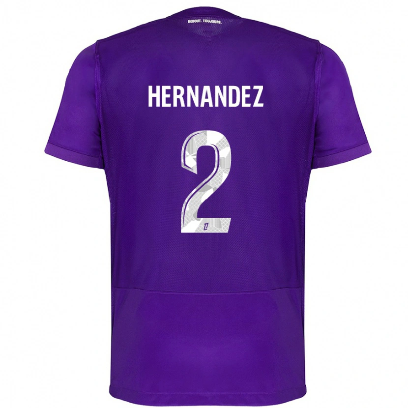 Danxen Enfant Maillot Lucie Hernandez #2 Violet Blanc Tenues Domicile 2024/25 T-Shirt