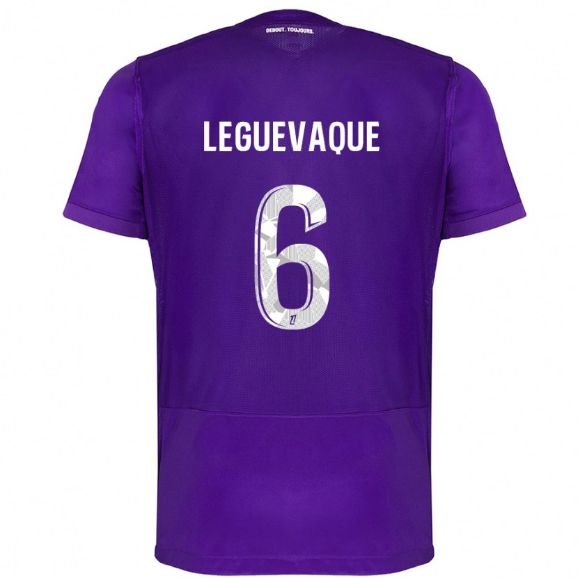 Danxen Enfant Maillot Laurie Leguevaque #6 Violet Blanc Tenues Domicile 2024/25 T-Shirt