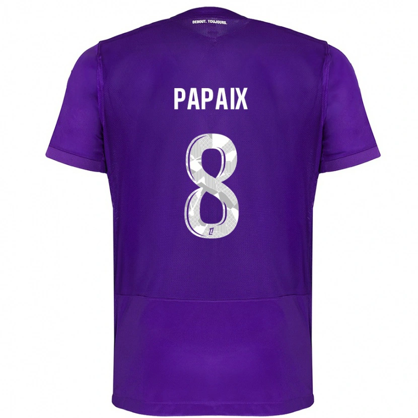 Danxen Enfant Maillot Pauline Papaix #8 Violet Blanc Tenues Domicile 2024/25 T-Shirt