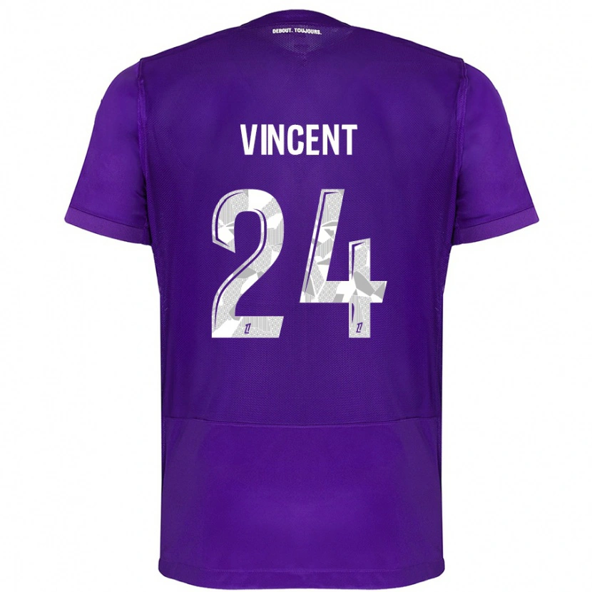 Danxen Enfant Maillot Magalie Vincent #24 Violet Blanc Tenues Domicile 2024/25 T-Shirt